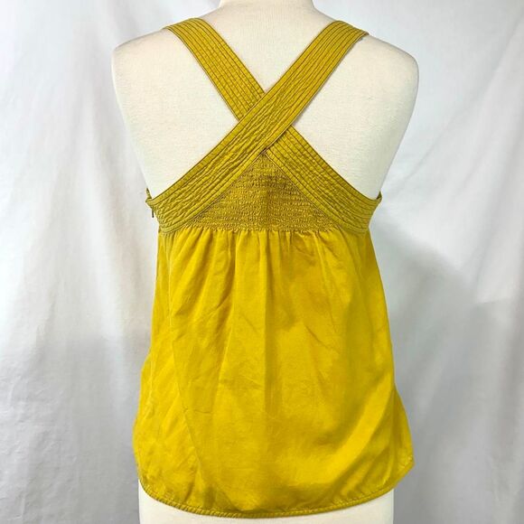 FLOREAT ANTHROPOLOGIE Gold Floral Lace Tank Top Cotton Cupro Women's 10 Bohemian - Picture 5 of 7